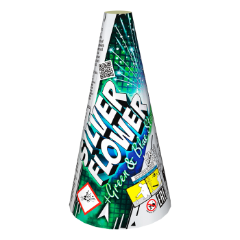 Silver Flower + Green & Blue Stars